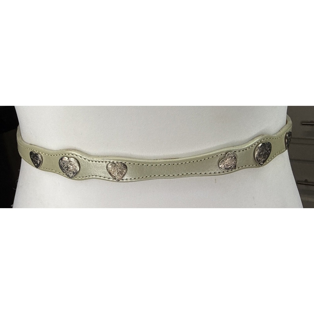 Vtg Leather Western Heart Concho Skinny Belt Dundee USA Cowgirl Rockabilly Sz 28